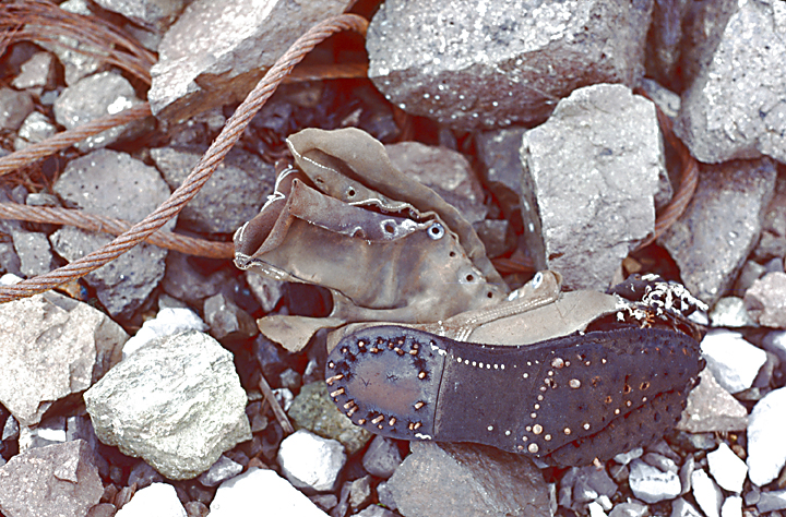 Antique ice boot for walking on glacier, in Kennicott Alaska