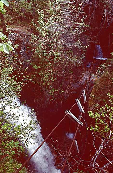 old broken ladder across stream in Kennicott wrangell st elias national park Alaska