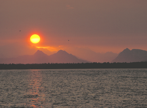 orange sunset in alaska